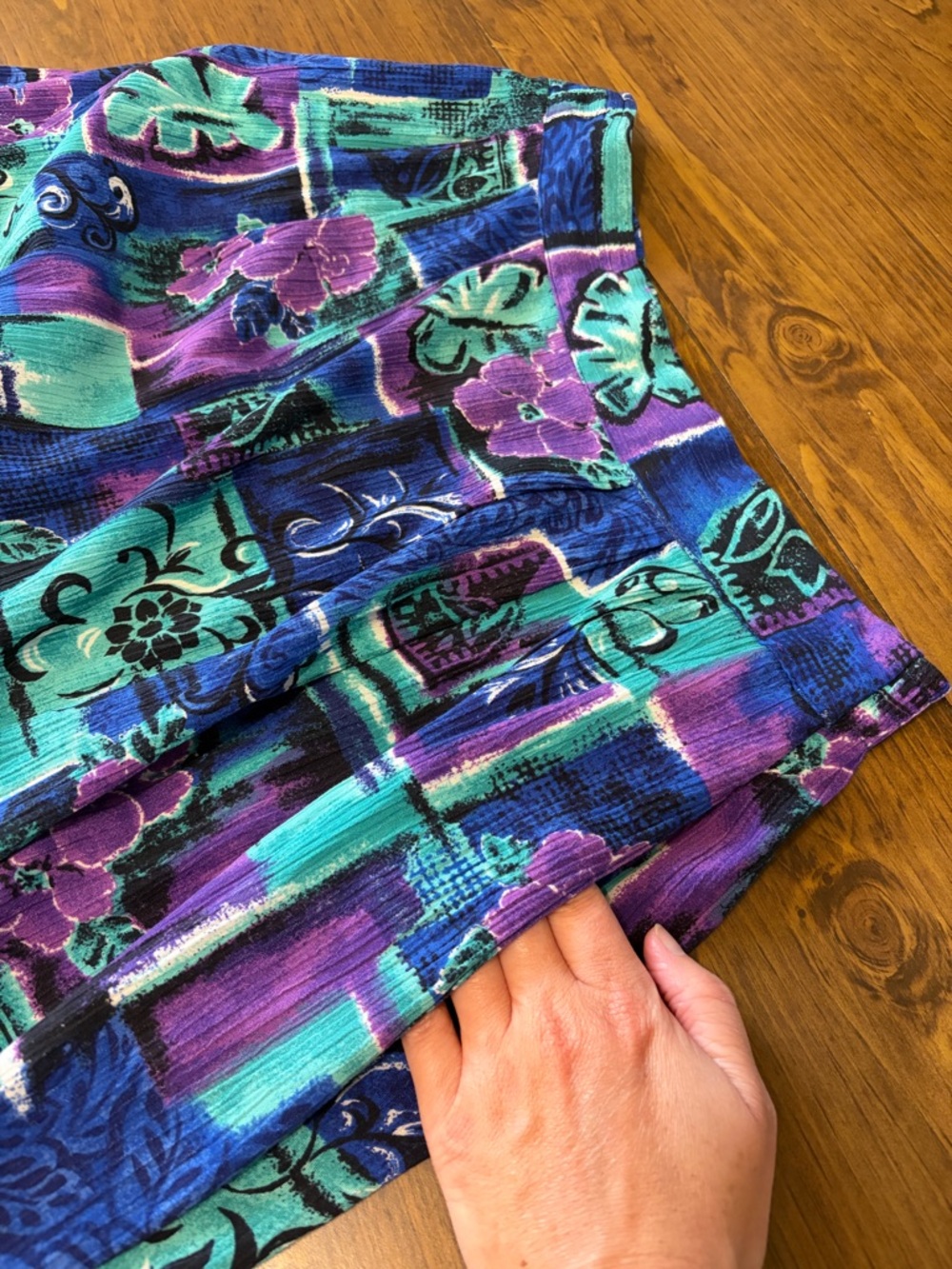 Vintage Jessica Scott Blue & Purple Floral Skirt with pockets spring time - Picture 6 of 8
